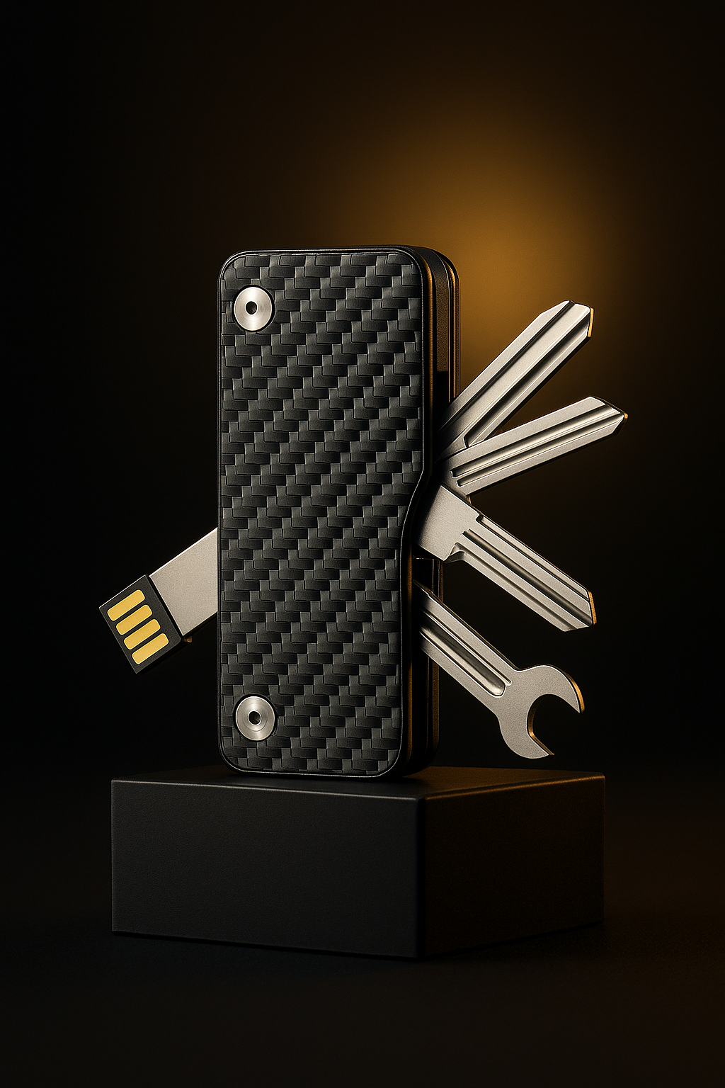 Adler & Iron™ KeyLock Pro – Carbon-Fiber Multifunctional Key Organizer